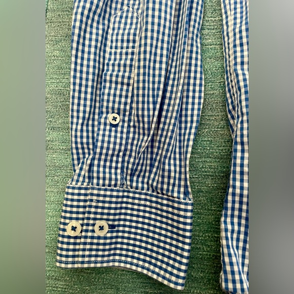 Nick Graham Modern Fit Easy Care Cotton Mini Gingham Checked Collar Button Shirt - Picture 7 of 11